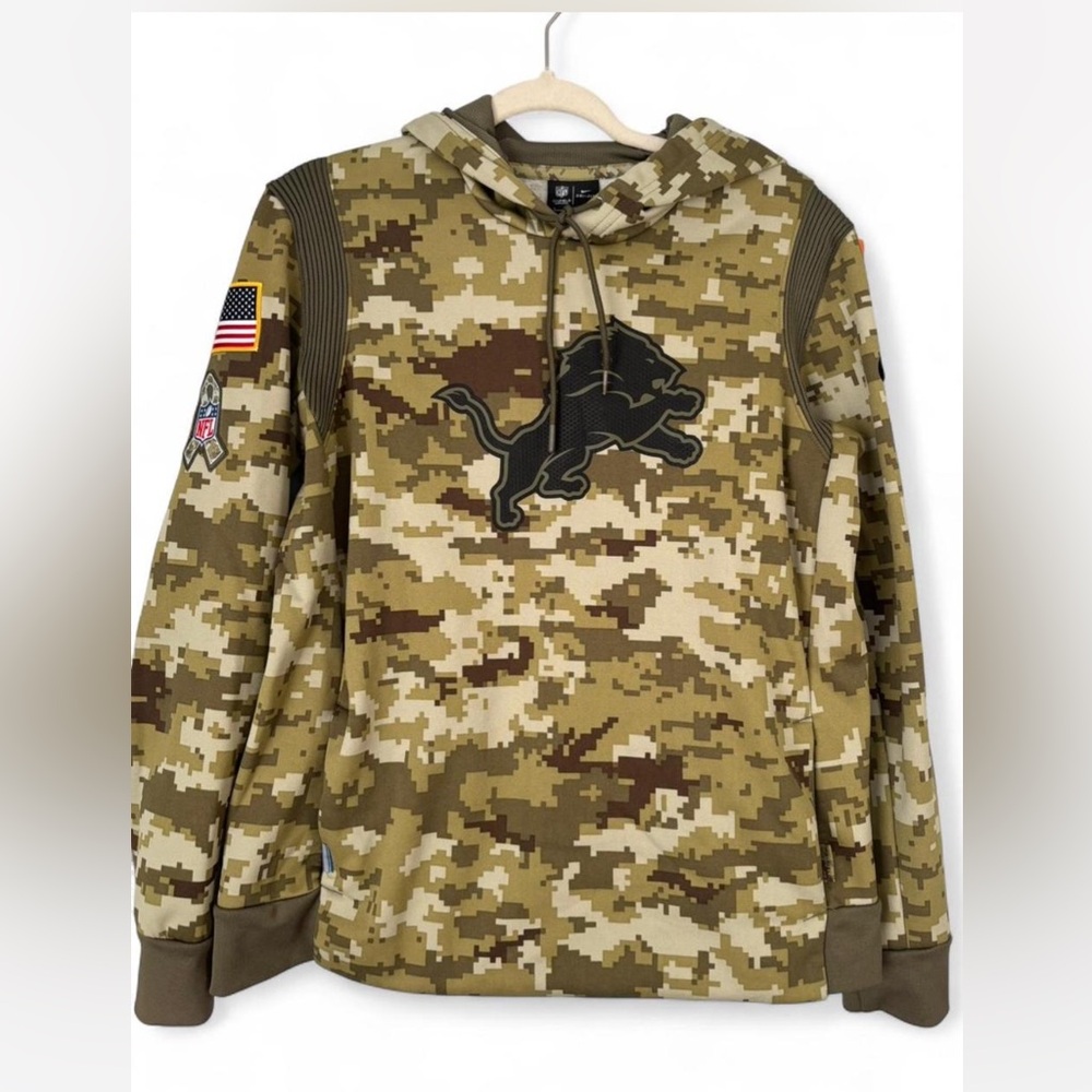 Nike Detroit Lions Salute to Service 2021 Camo Therma Hoodie Men’s Large NFL